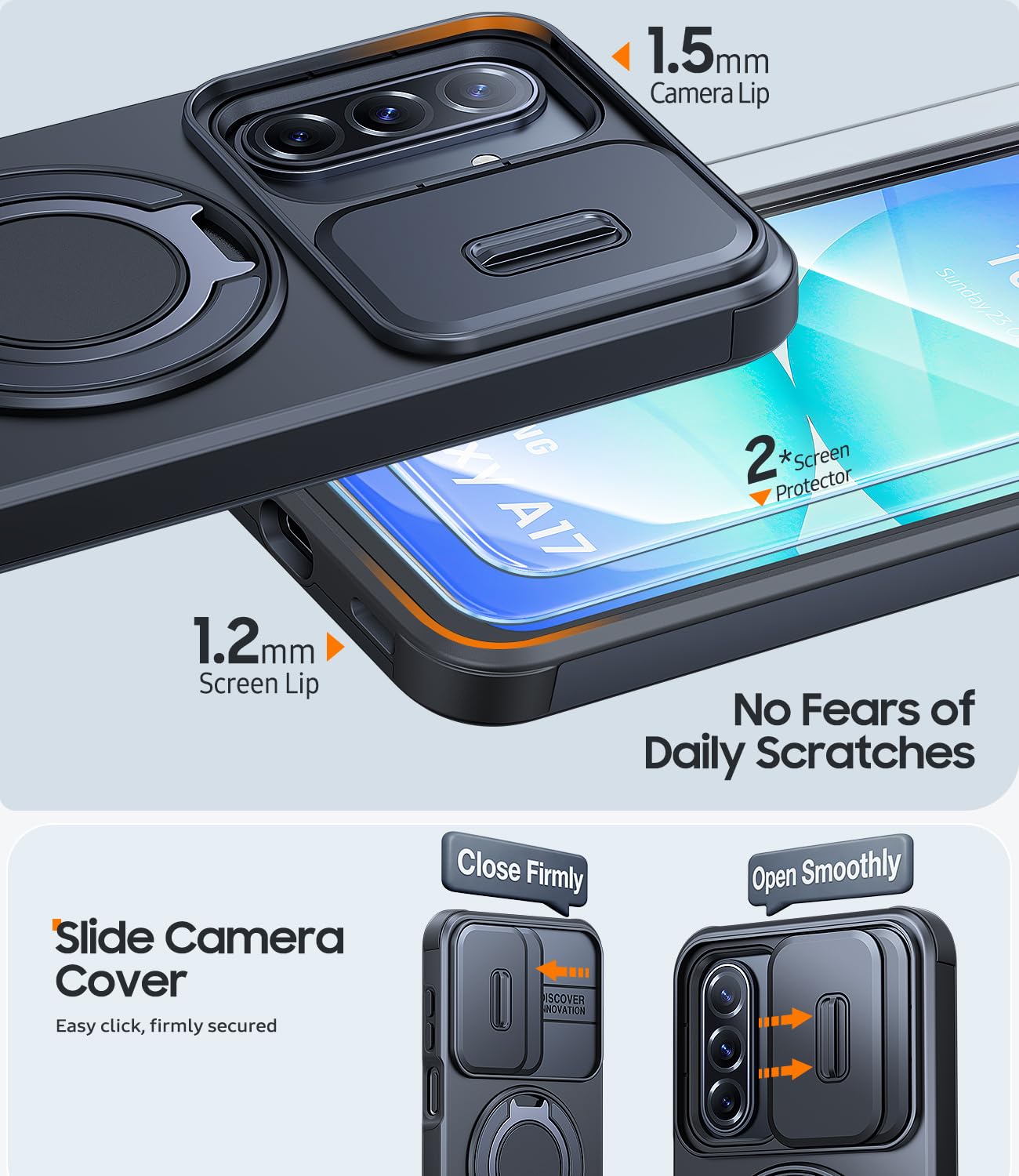 JAME Galaxy A16/A17 case hidden magnetic plates for secure mounts