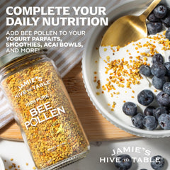Jamie’s Hive to Table bee pollen in smoothie ready to blend
