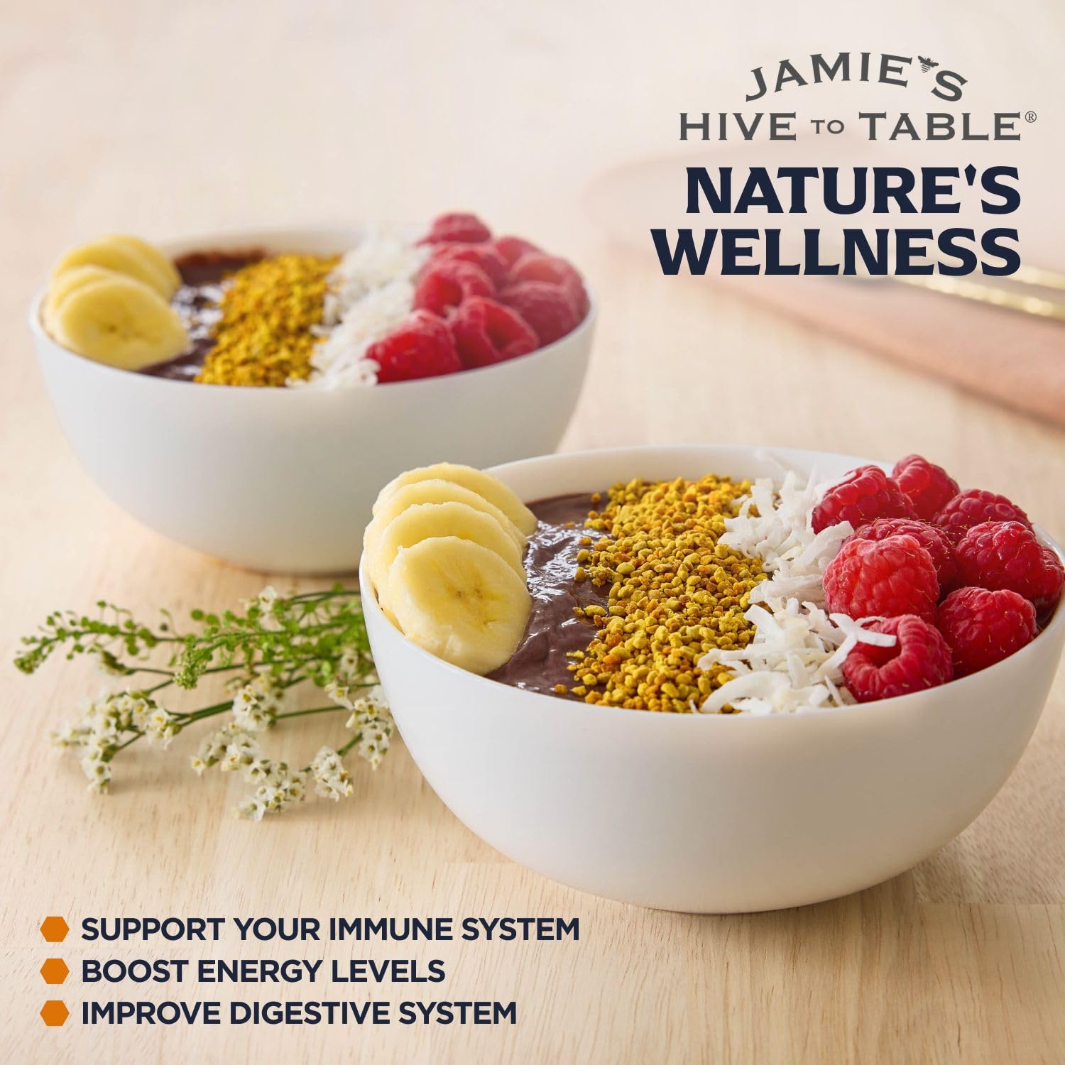 Jamie’s Hive to Table bee pollen on oatmeal for morning vitality