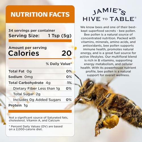 Jamie’s Hive to Table raw bee pollen close-up highlighting texture and purity