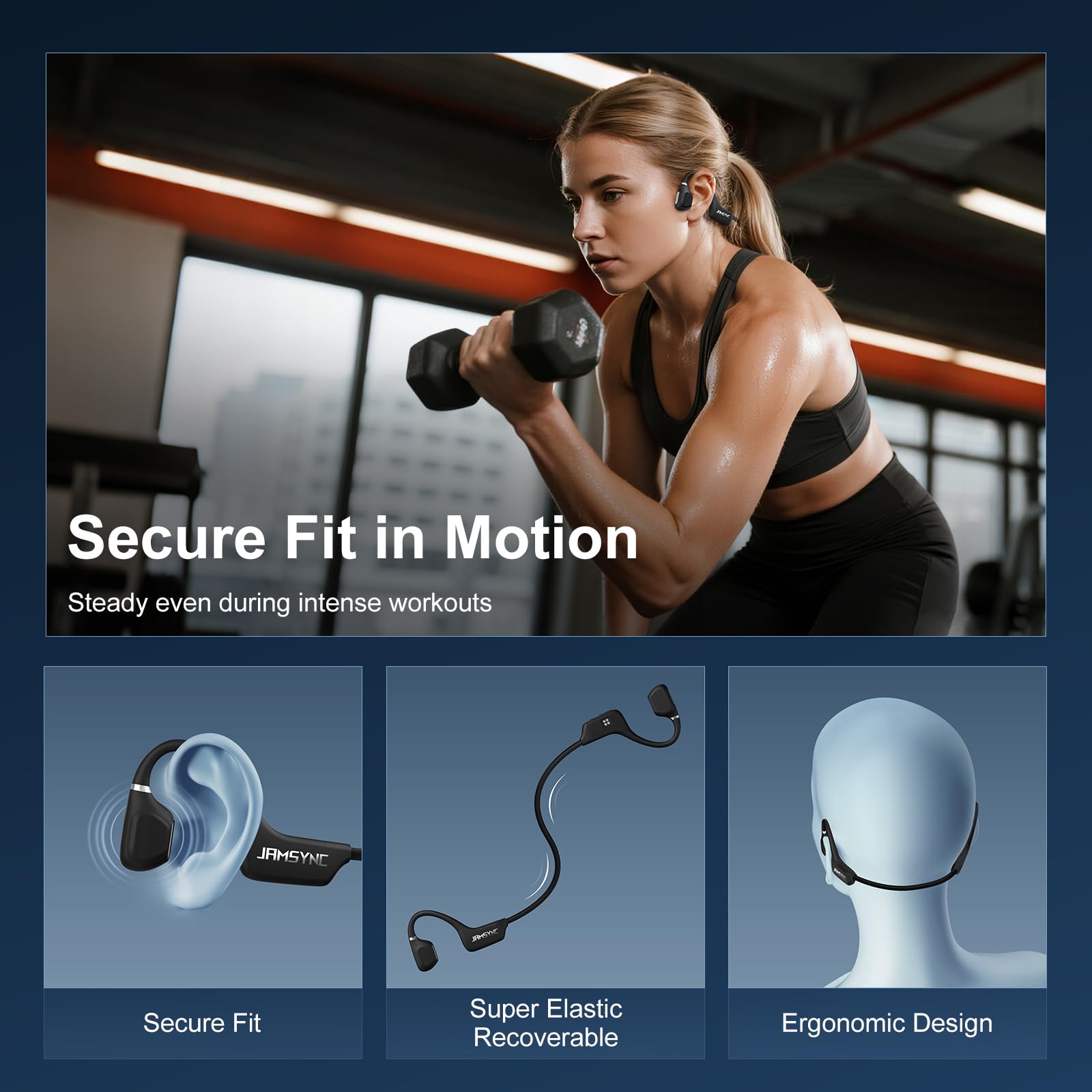 Jamsync Open-Ear Headphones – IPX5 waterproof for sweat and rain
