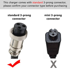 Razor E300S charging with Janboo 24V charger and clear LED indicators