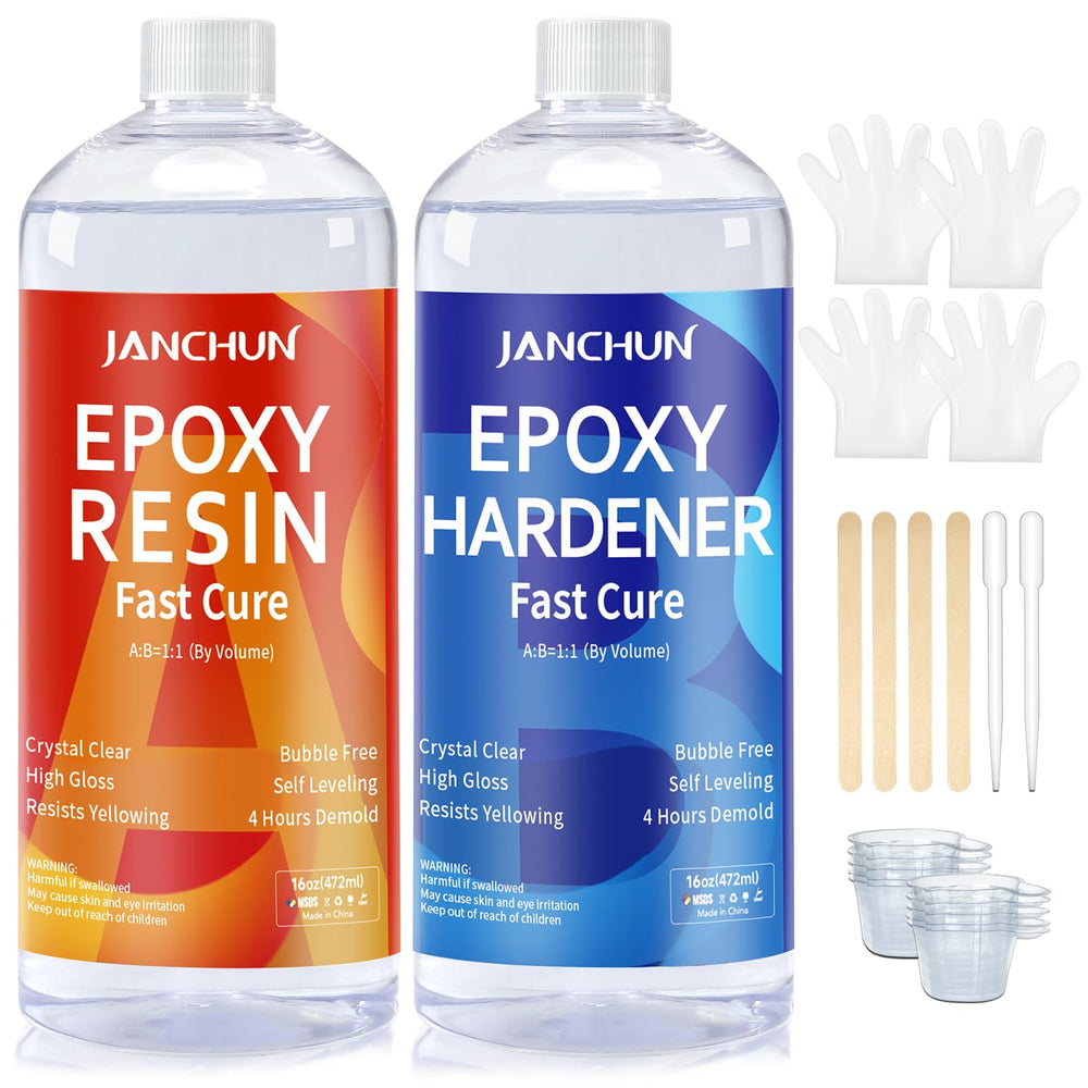 JANCHUN crystal clear epoxy resin kit pour-ready surface for tabletops