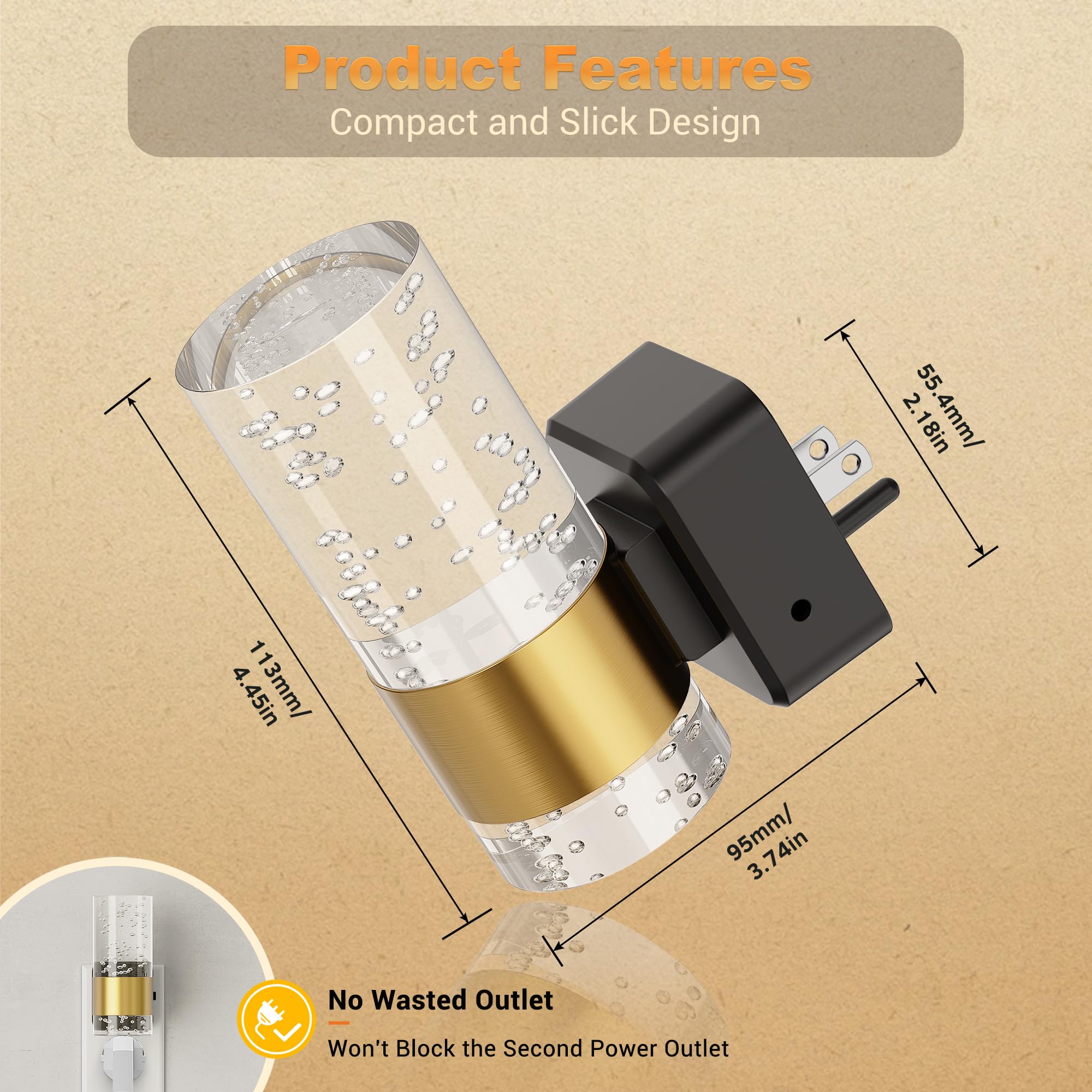 JandCase dimmable night light with sliding control to adjust brightness