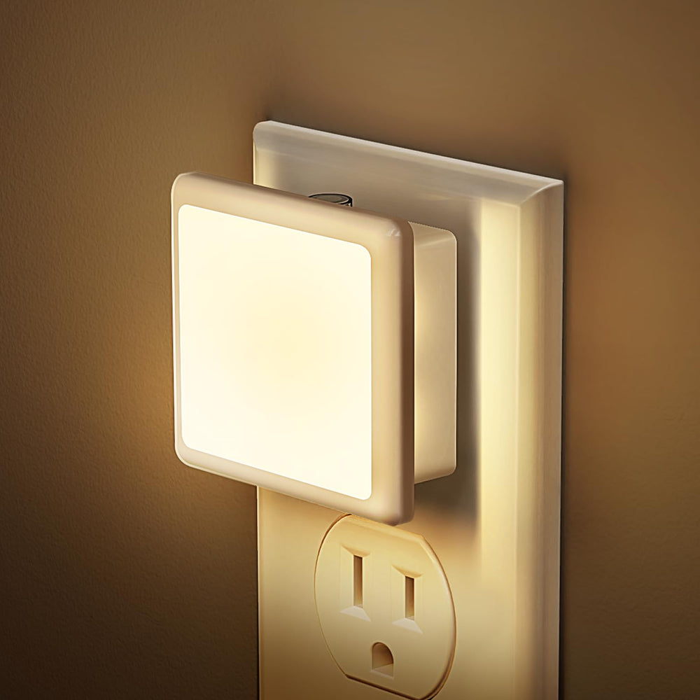 JandCase night light in outlet, two-pack, softly guiding nighttime trips.