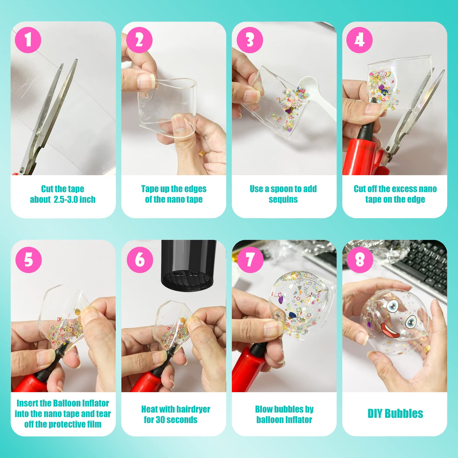 JANESVISSY Nano Tape Bubble Kit with 40-inch tape for precise shapes