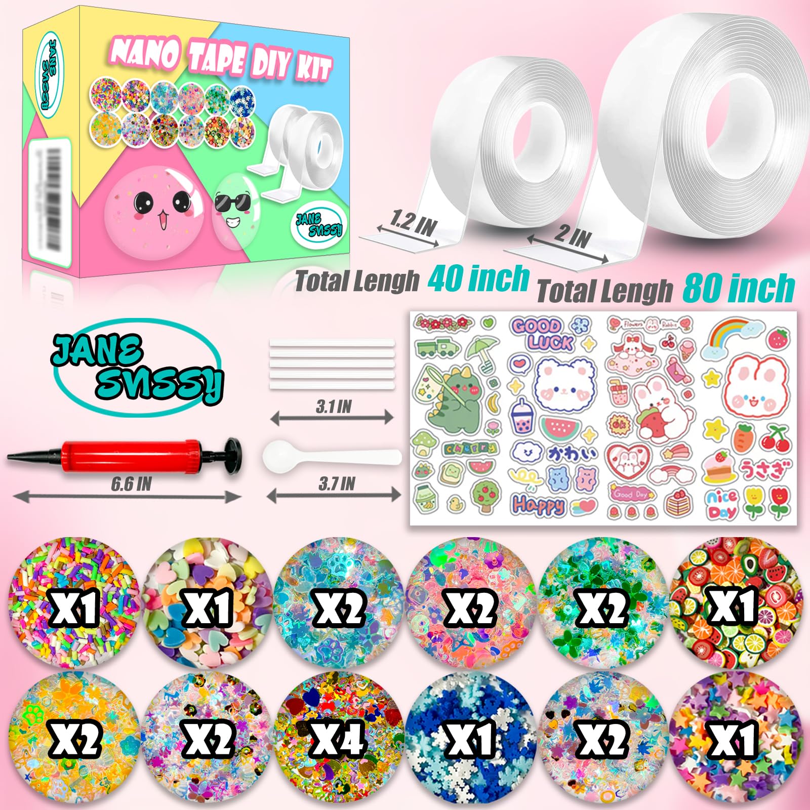 JANESVISSY Nano Tape Bubble Kit includes 80-inch tape for large bubbles