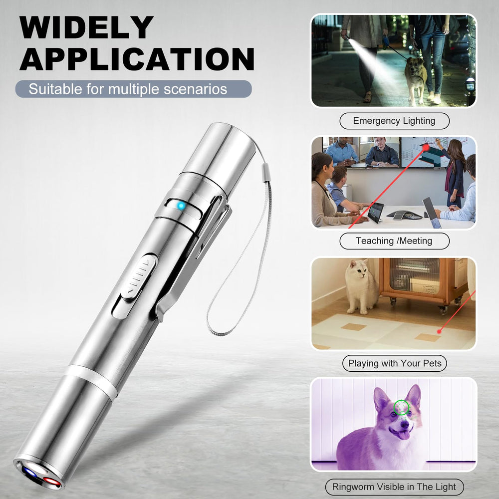 JANHER laser pointer metal housing close-up shows robust construction.