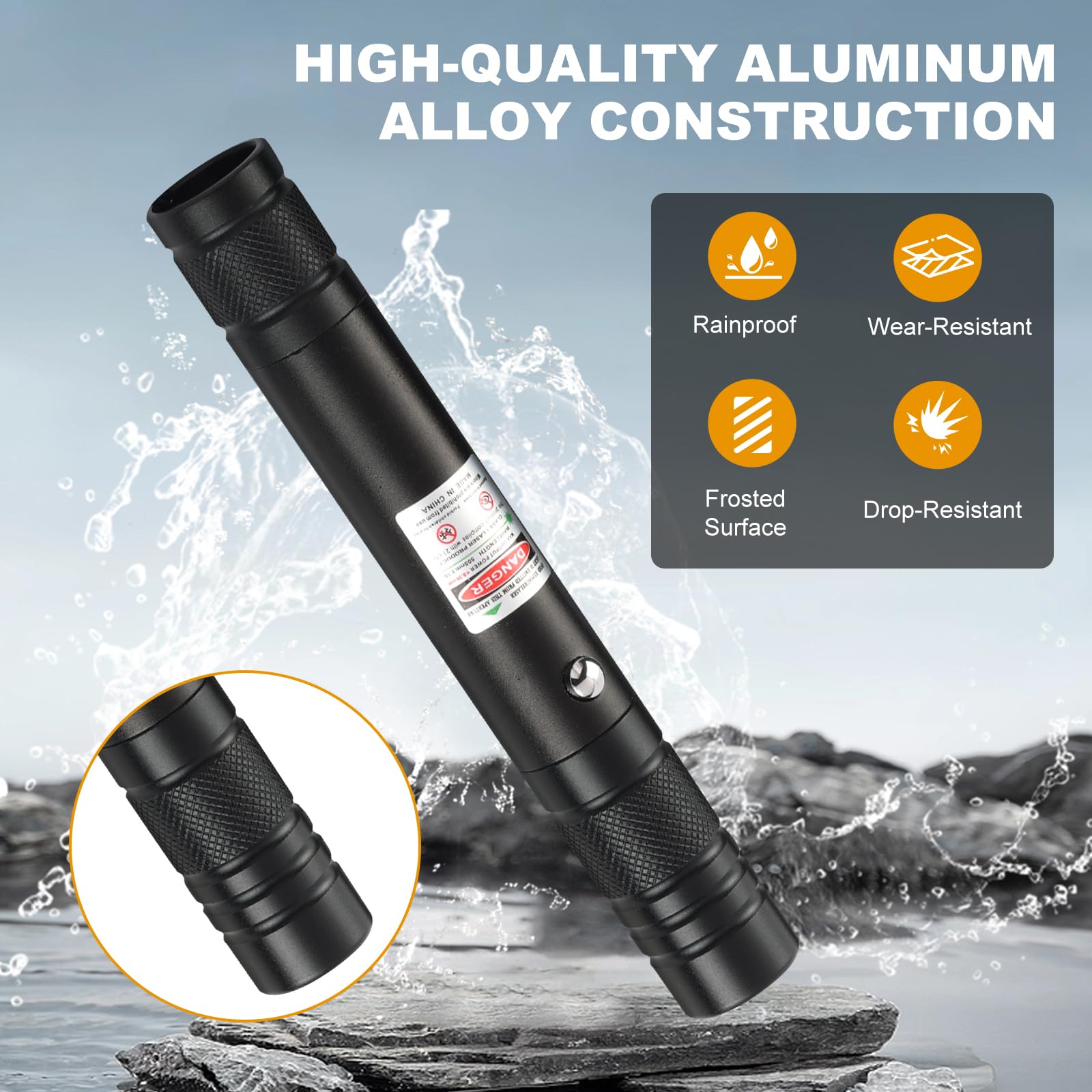 JANHER laser pointer USB recharge port ready for quick charging while traveling.