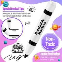 Janjaugh broad-line conical-tip markers enable wide fills and fine details.