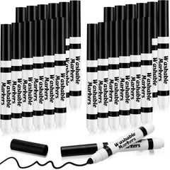 Janjaugh 24-pack washable markers in black for classroom projects and crafts.