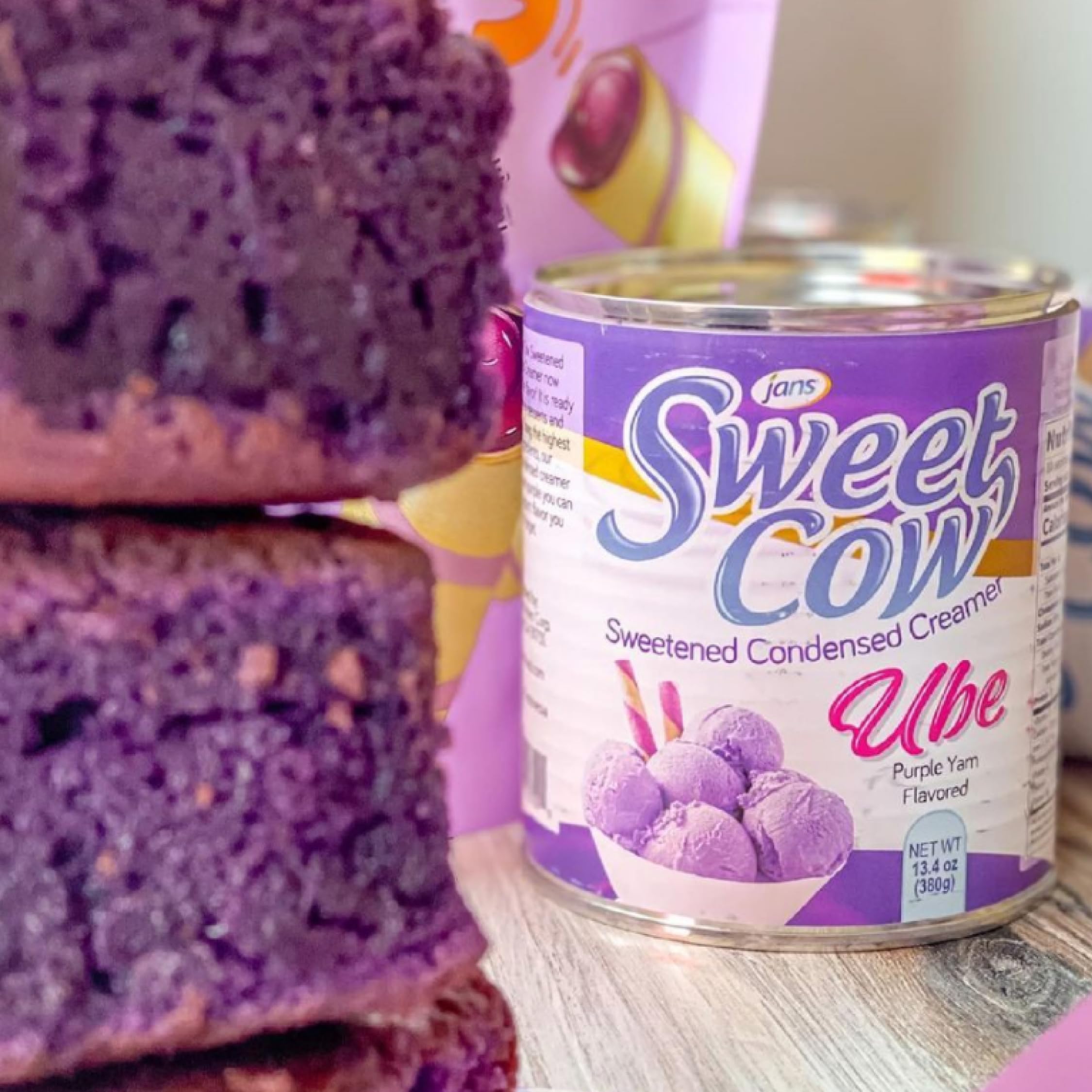 Jans Ube Condensed Milk baking use hints at rich fillings and glaze possibilities.