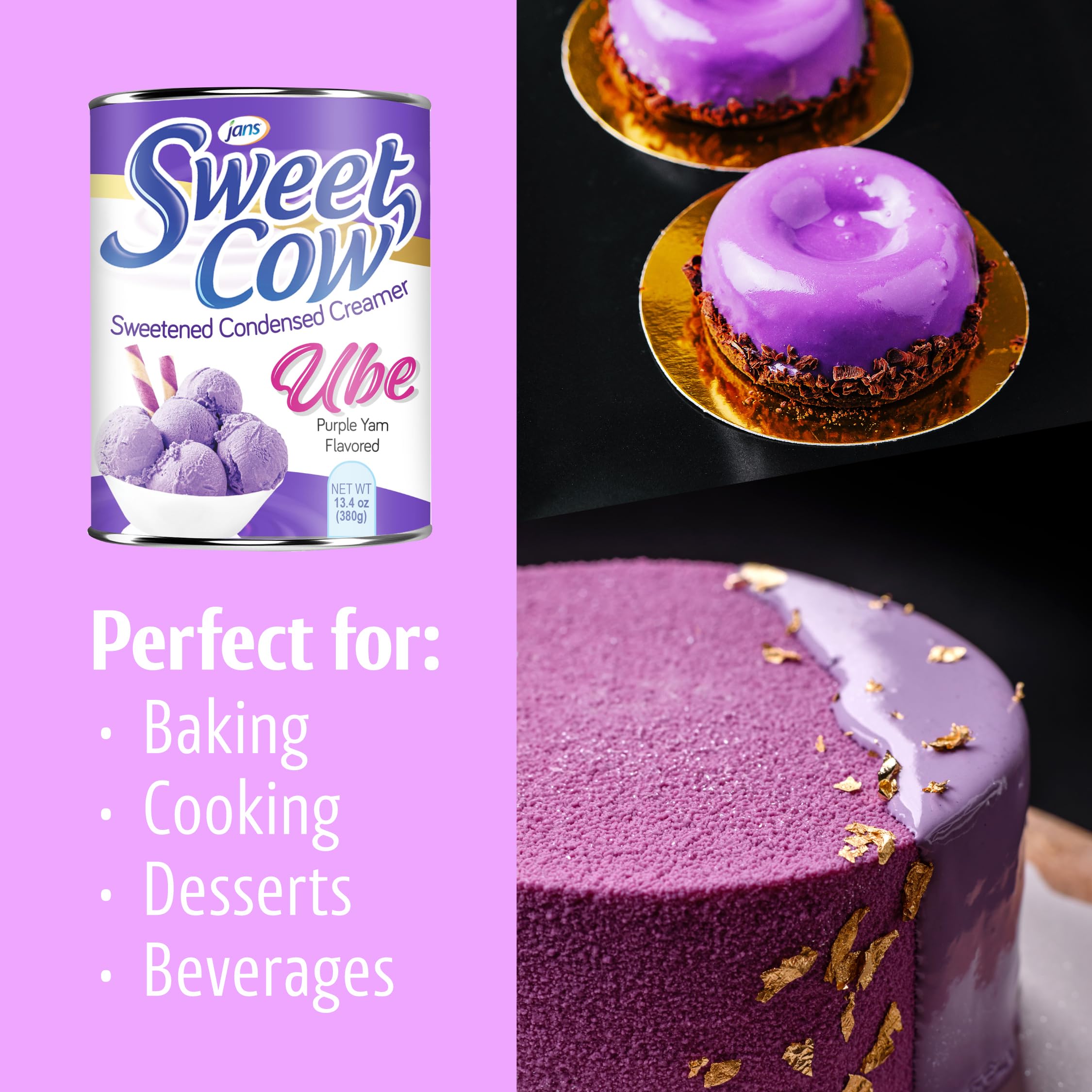 Jans Ube Condensed Milk with coffee demonstrates rich creamer for lattes and twists.