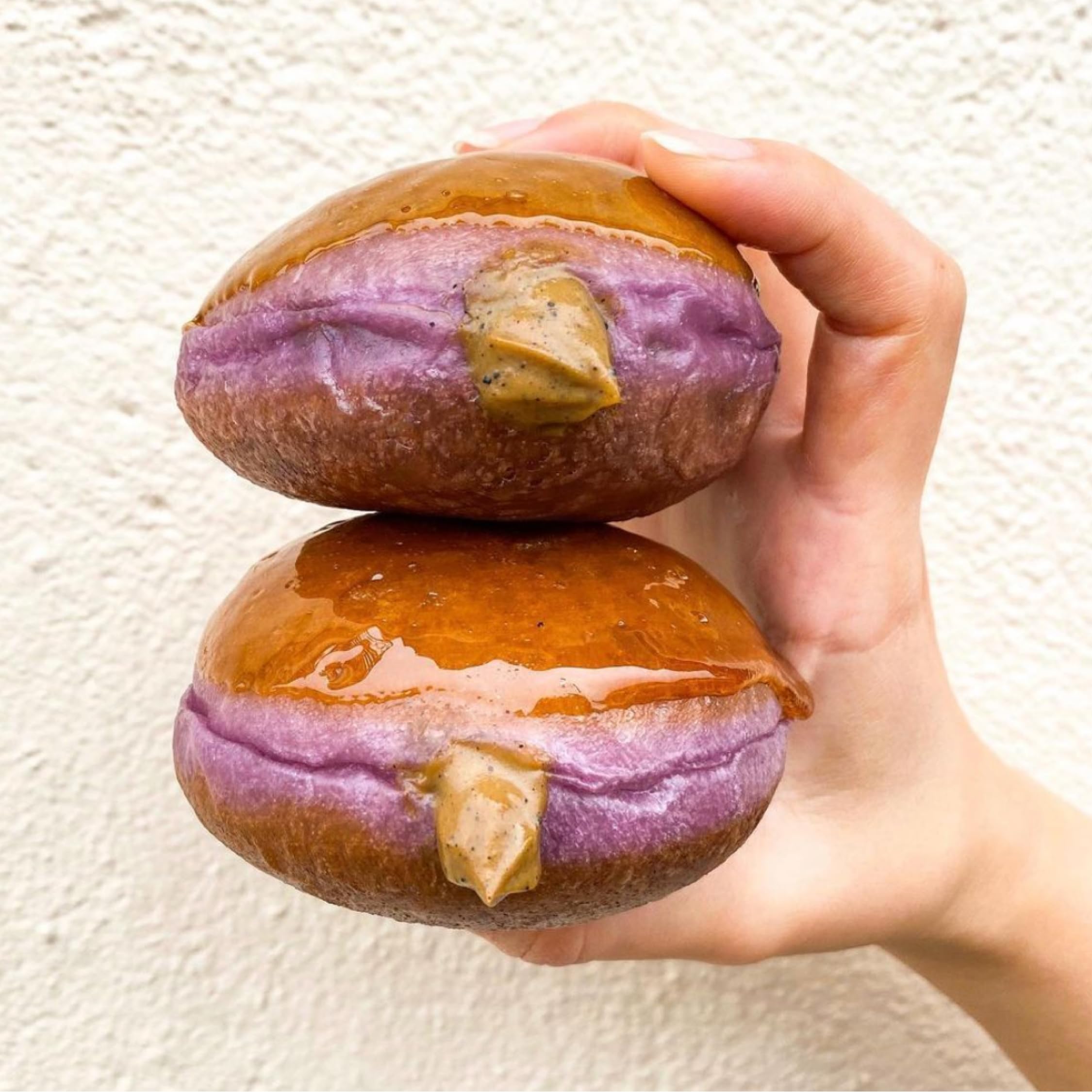 Jans Ube Condensed Milk swirl in cup highlights smooth sweetness and creamy foam.