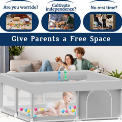 Jaobeem playpen with colorful ball offers engaging play while you multitask.