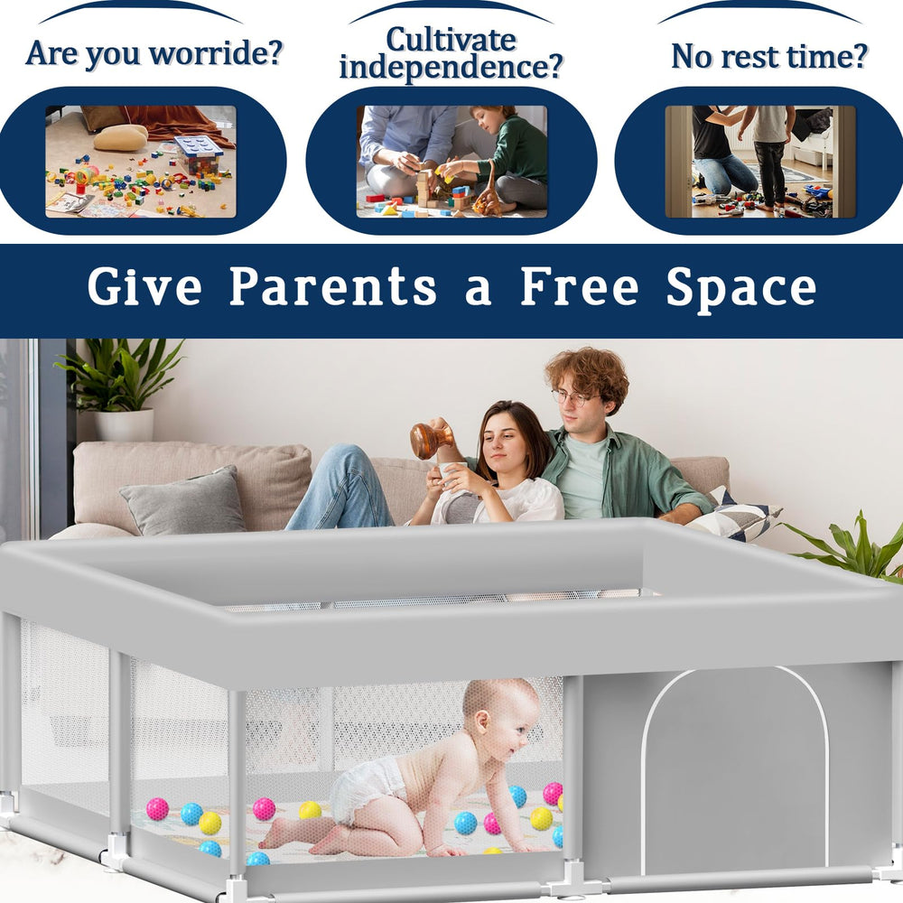 Jaobeem playpen with waterproof mat offers easy cleanup