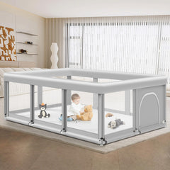 Jaobeem large playpen 74x50 assembly view for safe, spacious play area.