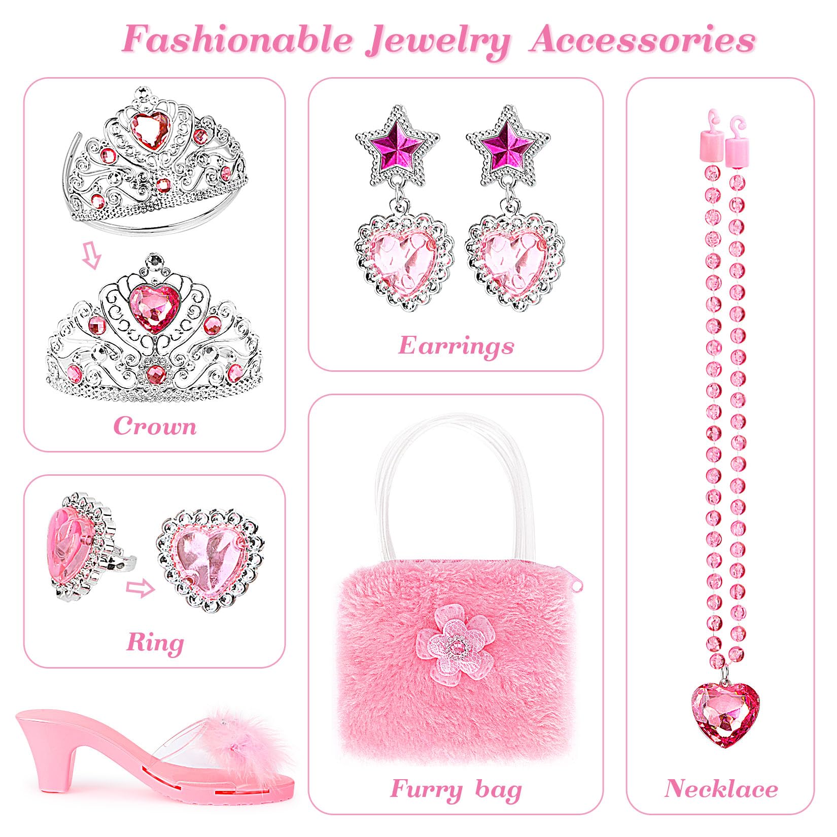 Jaolex Princess crown and jewelry set for sparkling role play