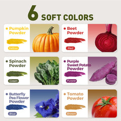 Jar Melo finger paints six vegetable colors with beet and spinach for vibrant art
