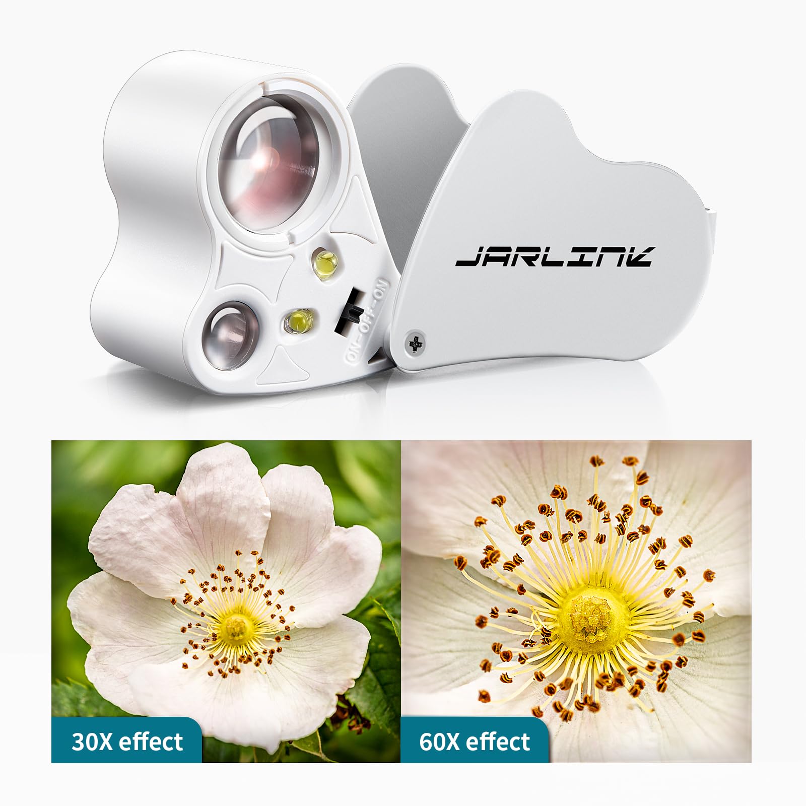 Jarlink pocket-friendly folding loupe fits in your bag for on-the-go use.