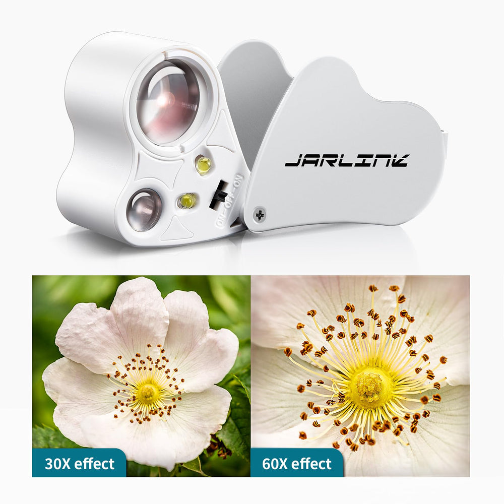 Jarlink pocket-friendly folding loupe fits in your bag for on-the-go use.