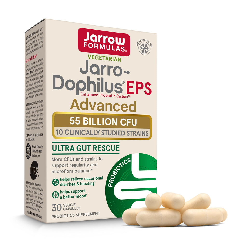 Jarro-Dophilus EPS Advanced bottle with capsules for daily digestive support