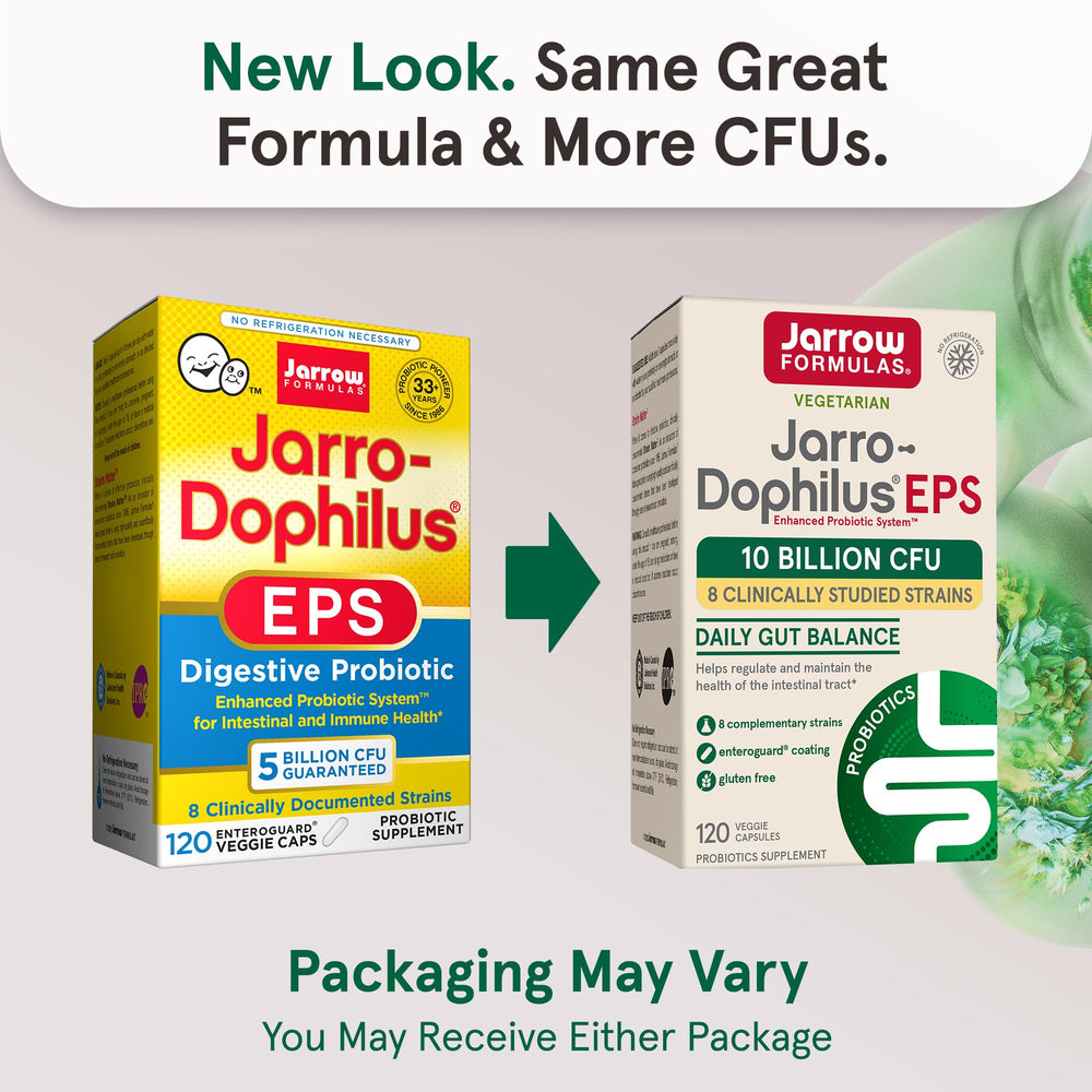Jarrow Formulas Jarro-Dophilus EPS capsules close-up in veggie form