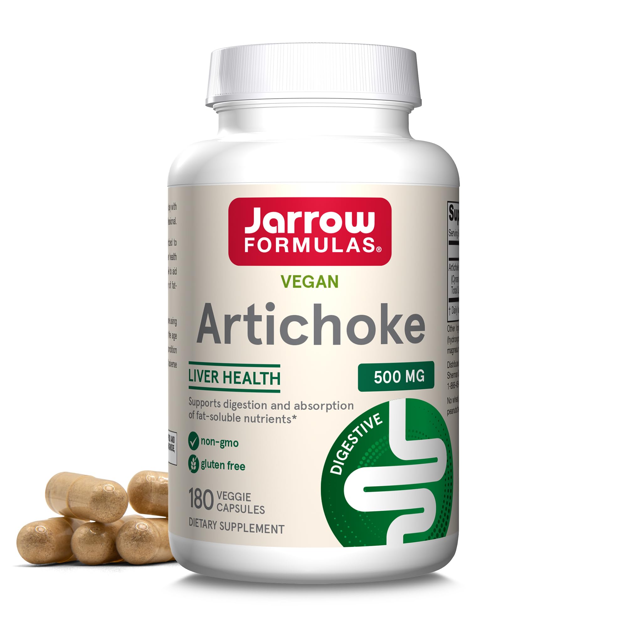 Jarrow Formulas Artichoke 500mg bottle for daily digestion support.
