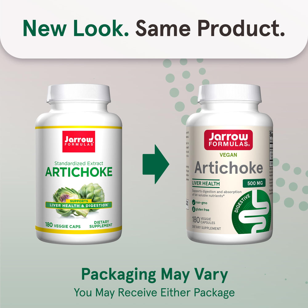 Jarrow Formulas Artichoke 500mg capsules for convenient veggie intake.
