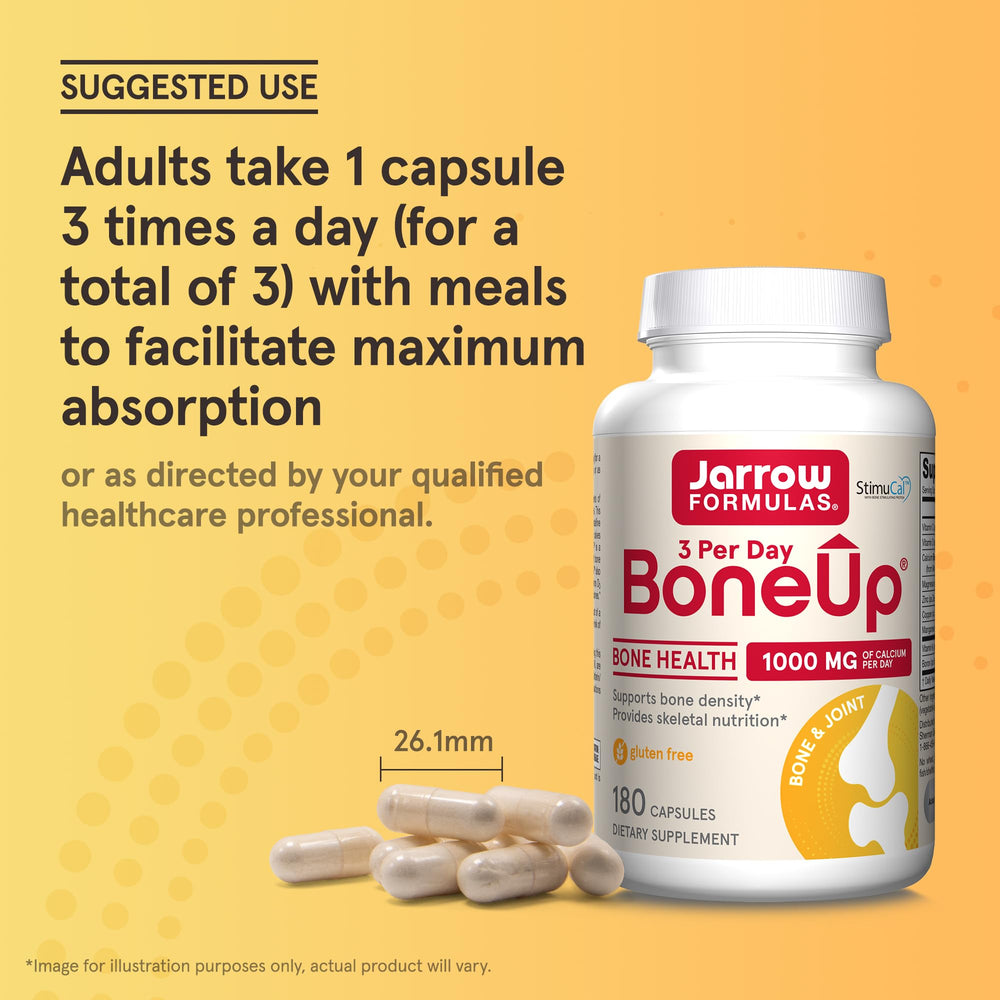 Jarrow BoneUp non-GMO gluten-free badge signals allergen-conscious formula