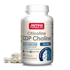 Jarrow Formulas Citicoline CDP 250 mg bottle on display for daily brain support.