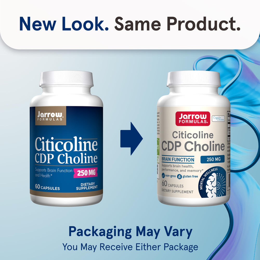 Close-up of Citicoline CDP 250 mg capsules highlighting convenient daily intake.