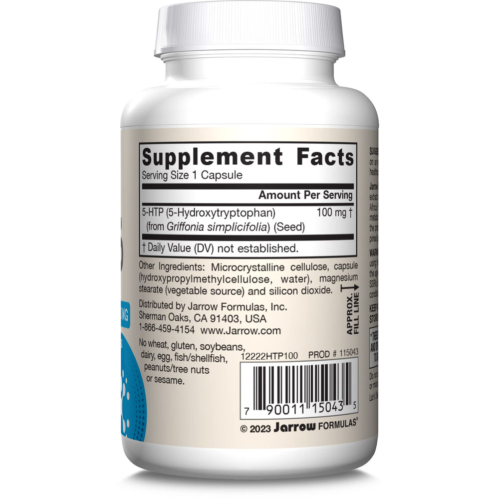 Jarrow Formulas 5-HTP packaging box emphasizing clean ingredient profile