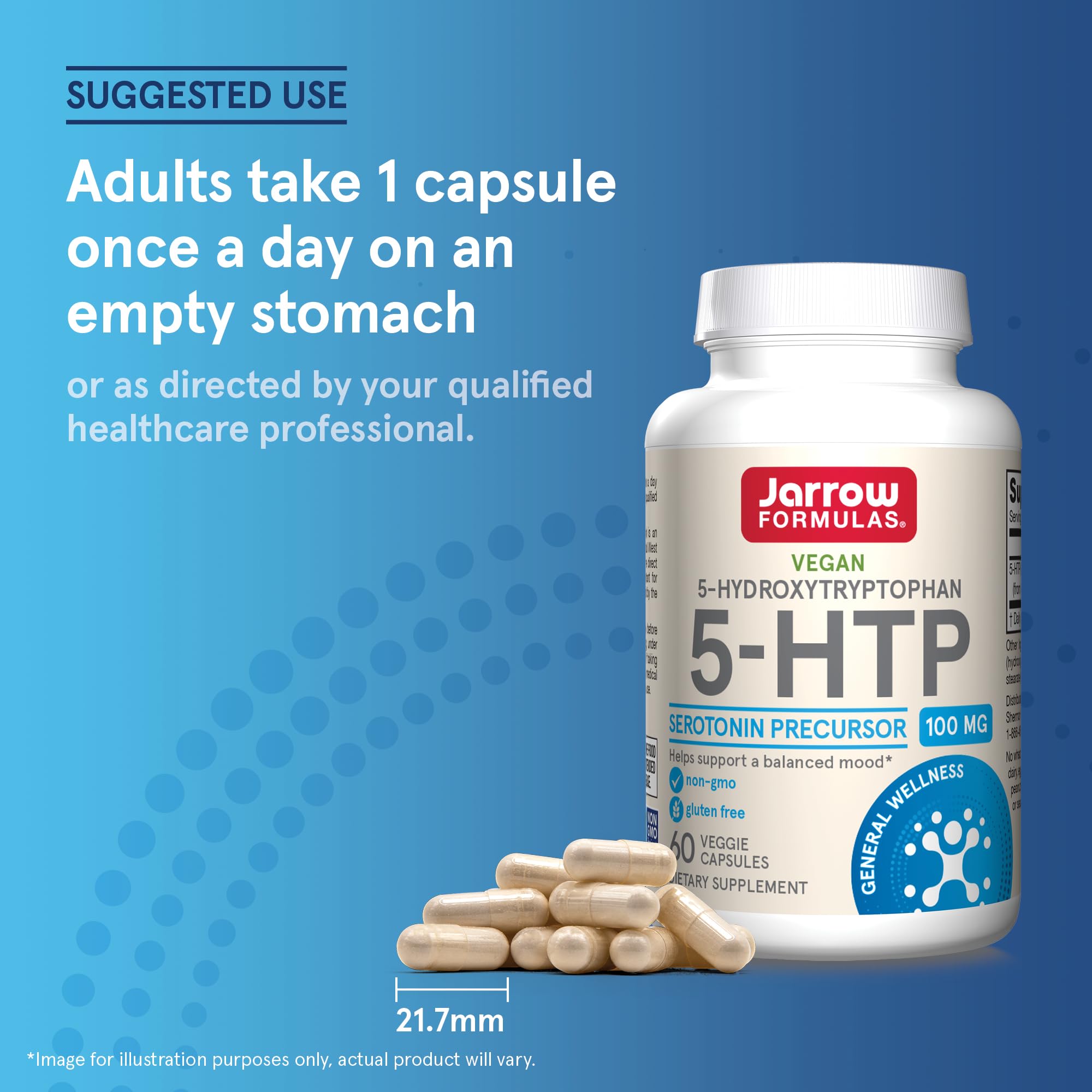 Jarrow Formulas 5-HTP veggie capsules photo illustrating easy morning routine
