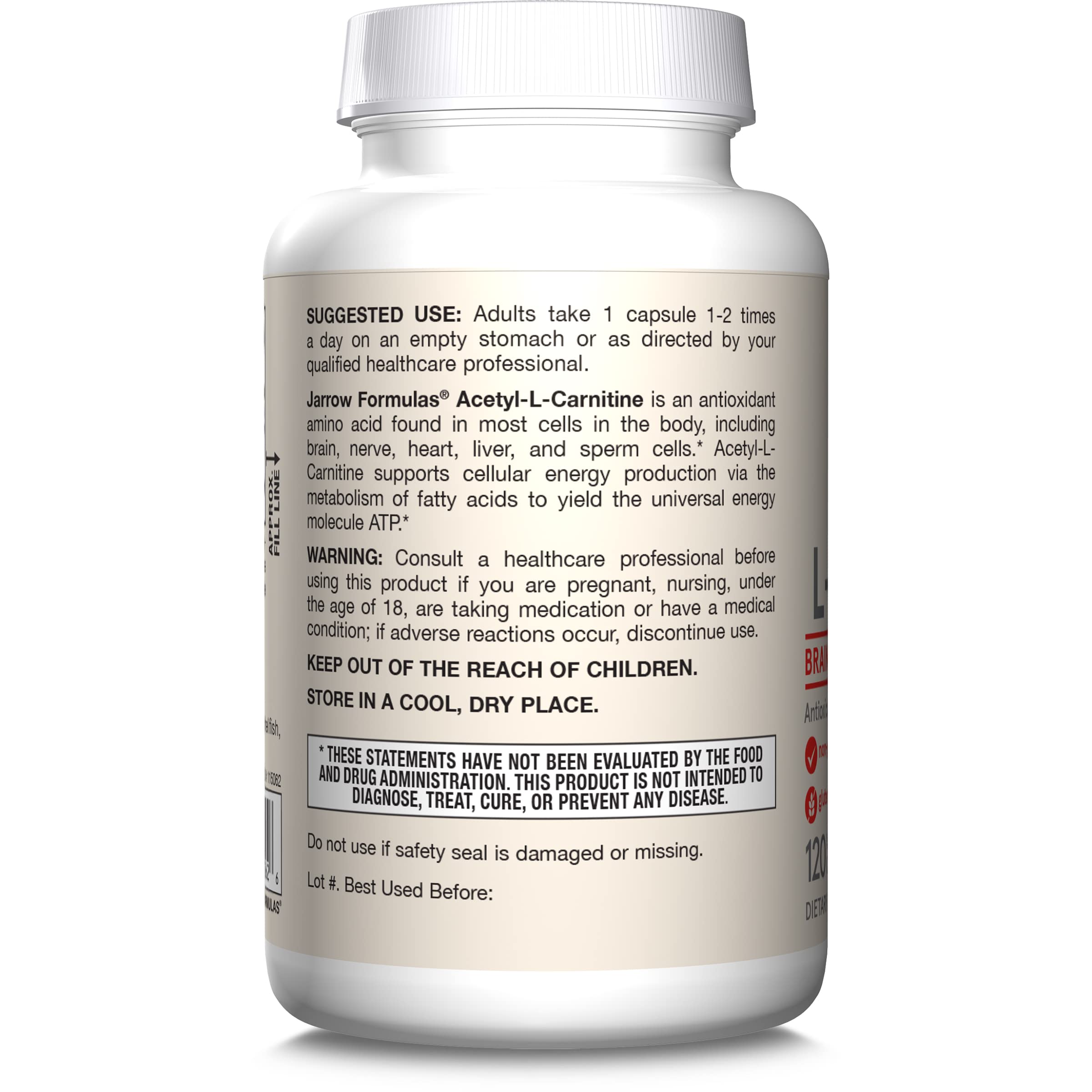 Jarrow Formulas bottle with seal indicates quality and freshness.