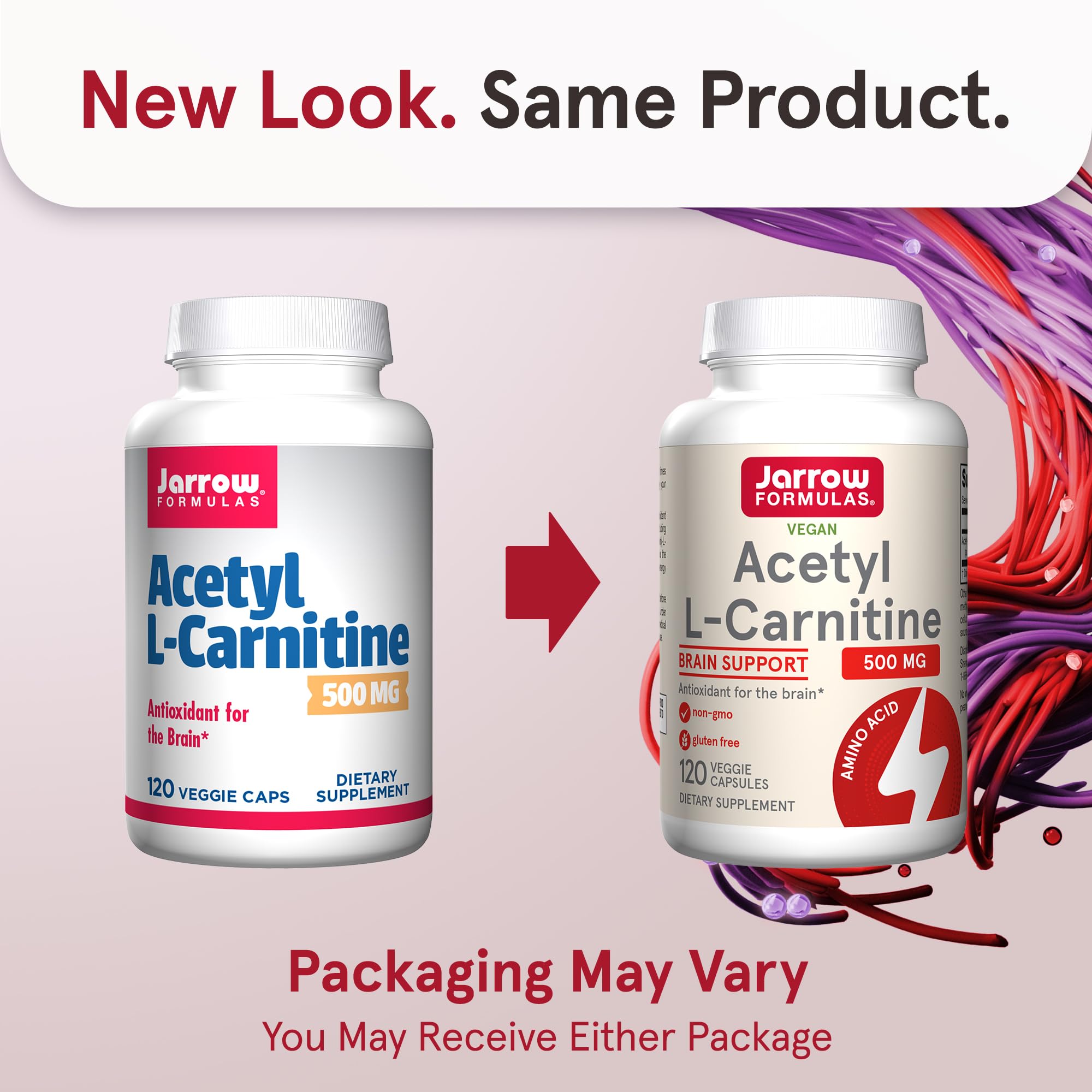 Jarrow Formulas Acetyl L-Carnitine 500 mg capsules for daily mental energy support.