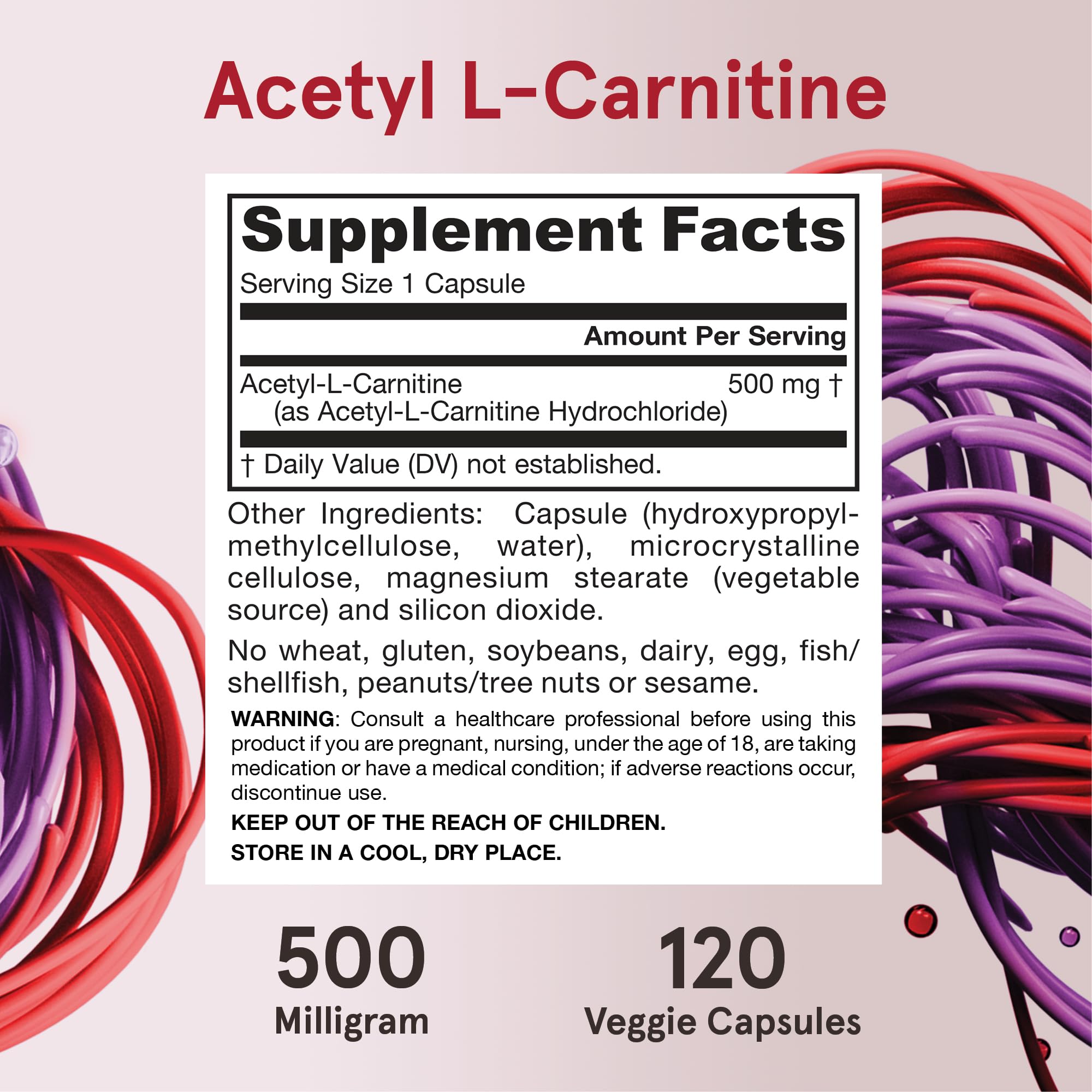 Jarrow Formulas science-backed acetyl L-carnitine image emphasizes brain support.