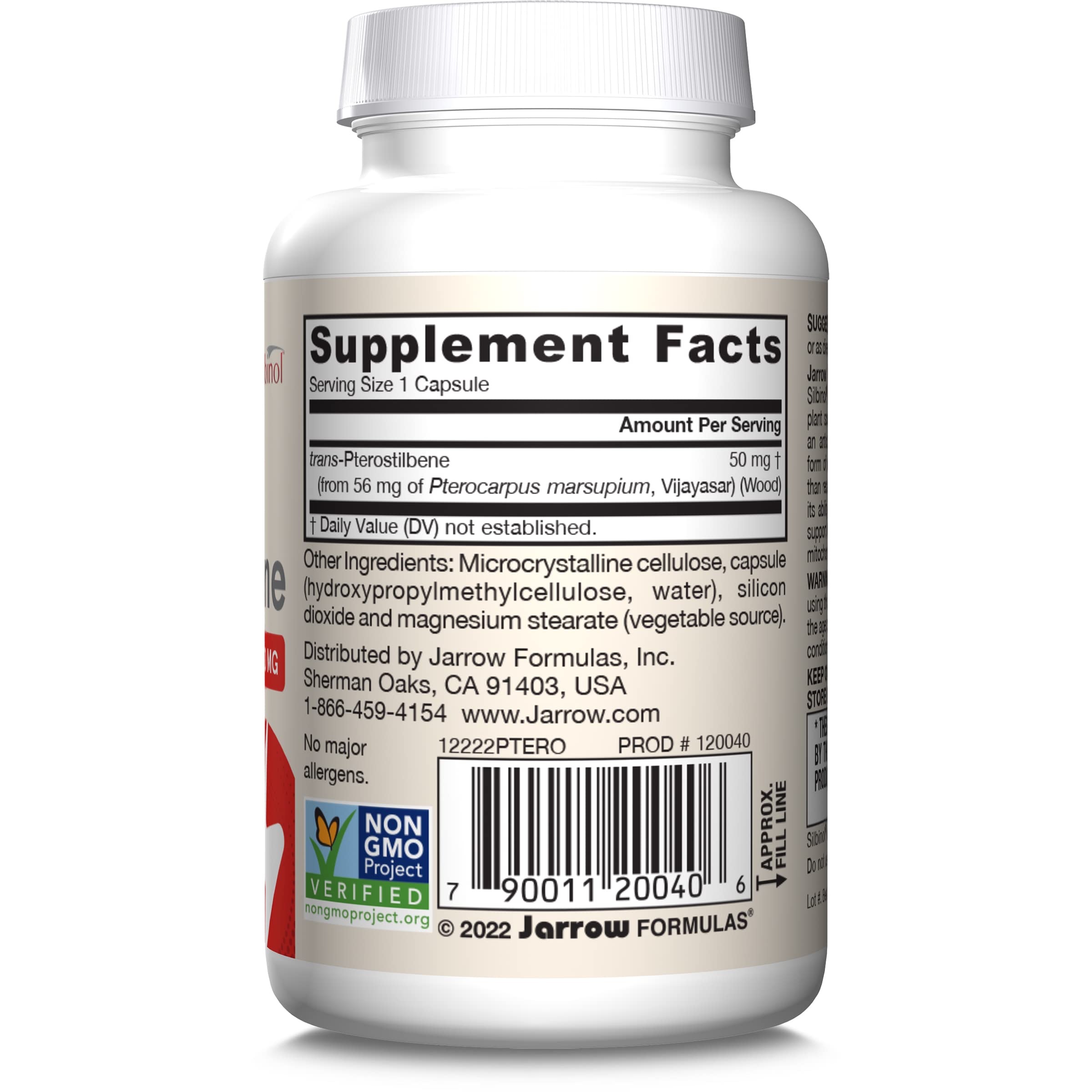 Aging-support ingredient focus from Jarrow Formulas Pterostilbene for potential longevity benefits.