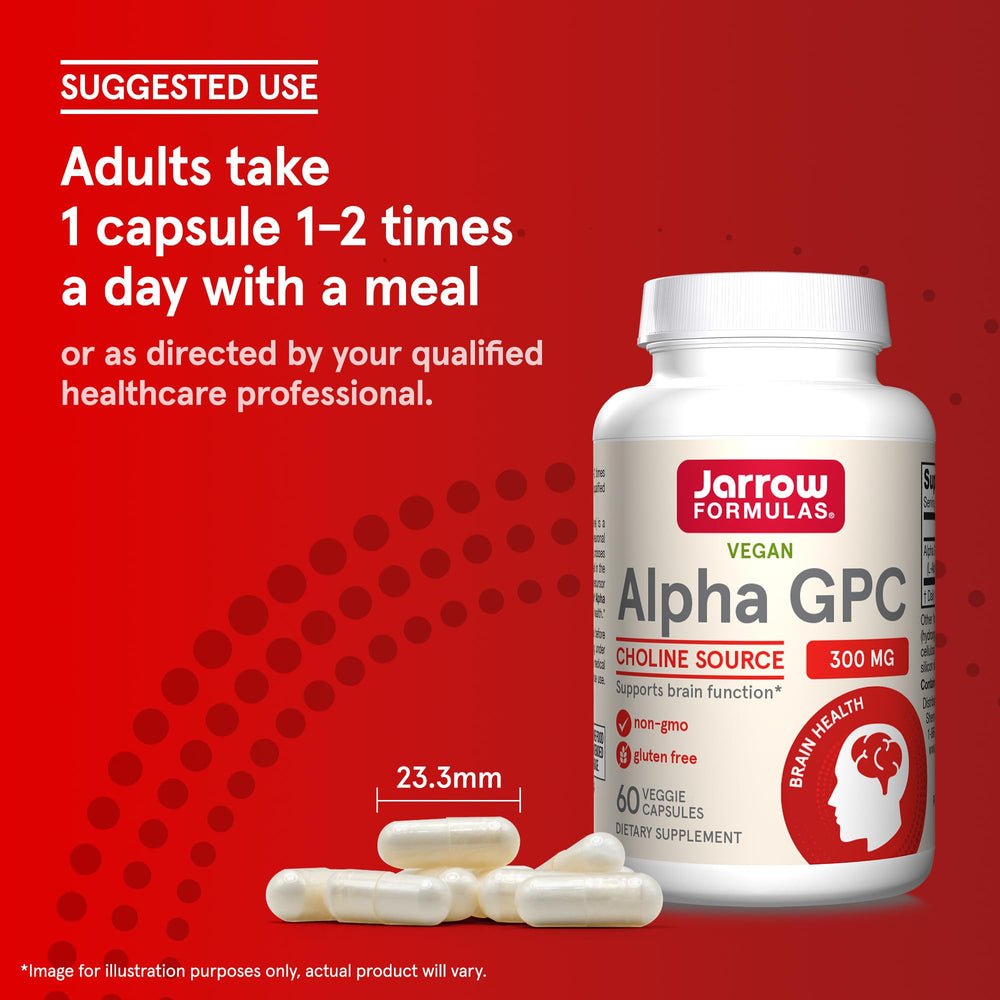 Jarrow Formulas Alpha GPC capsules on hand suggesting ease of use