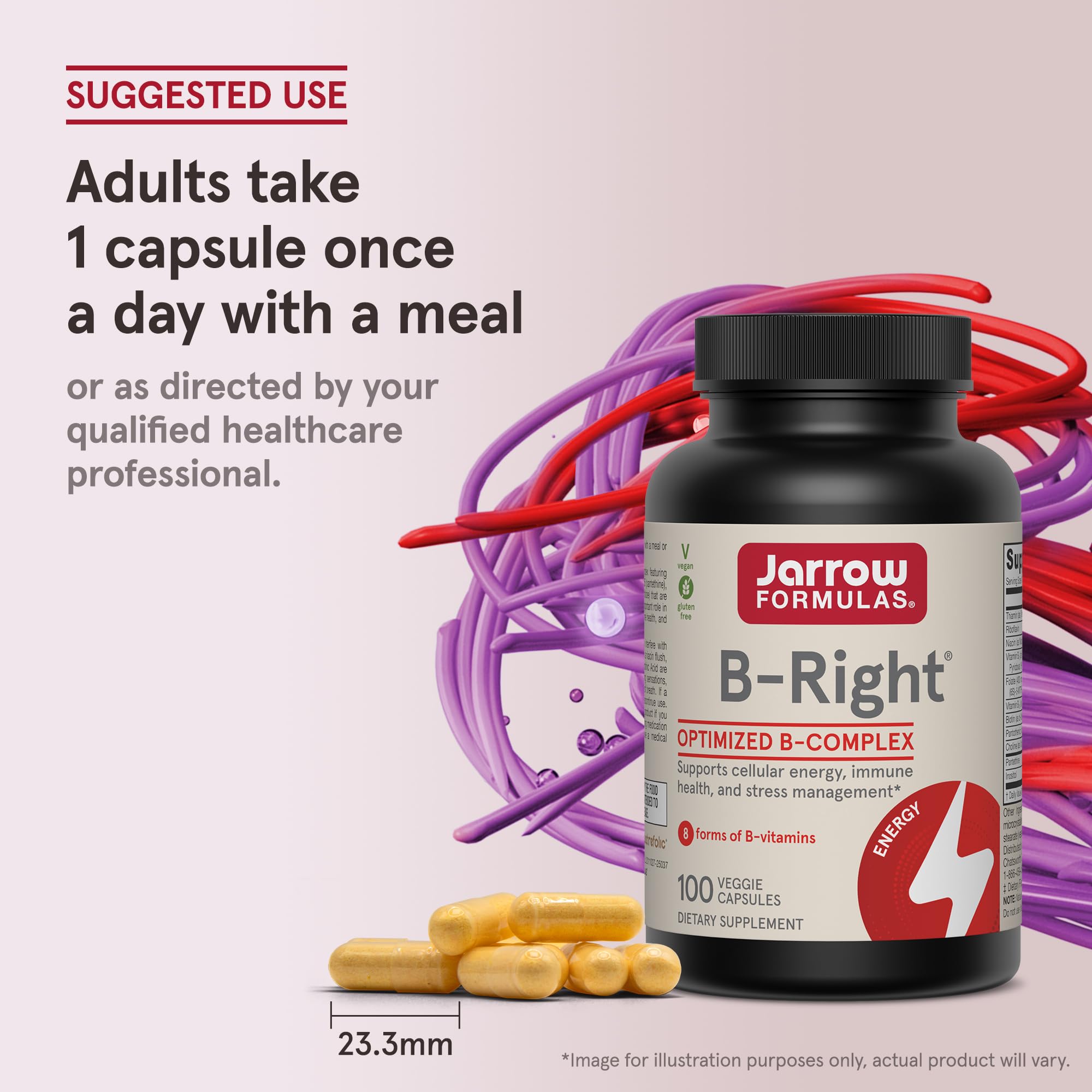 Jarrow Formulas B-Right pantethine and P-5-P support energy metabolism.