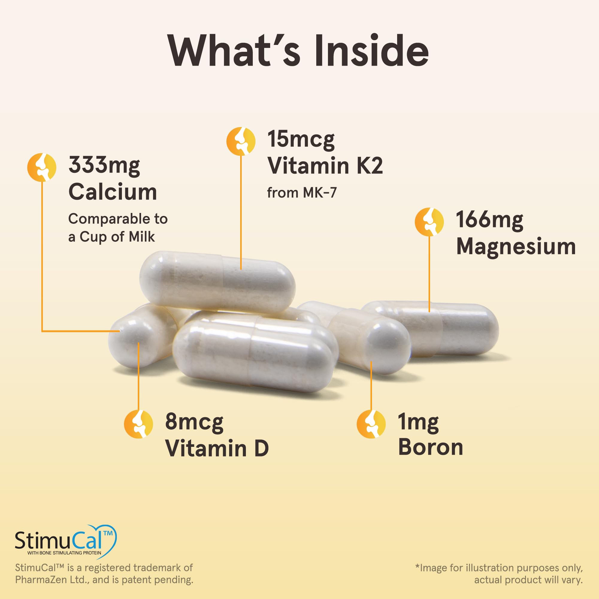Close-up of BoneUp label highlighting vitamin D3 and K2