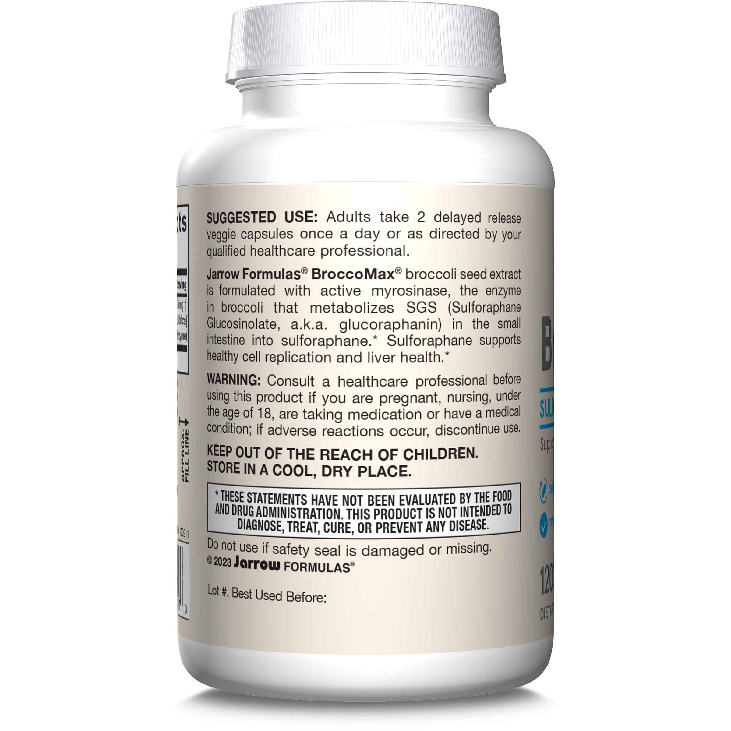 Jarrow Formulas BroccoMax in a daily-use bottle for liver health routines