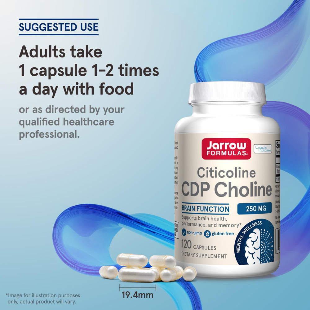 Jarrow Formulas Citicoline CDP 250 mg bottle with 120-count supply for cognitive performance