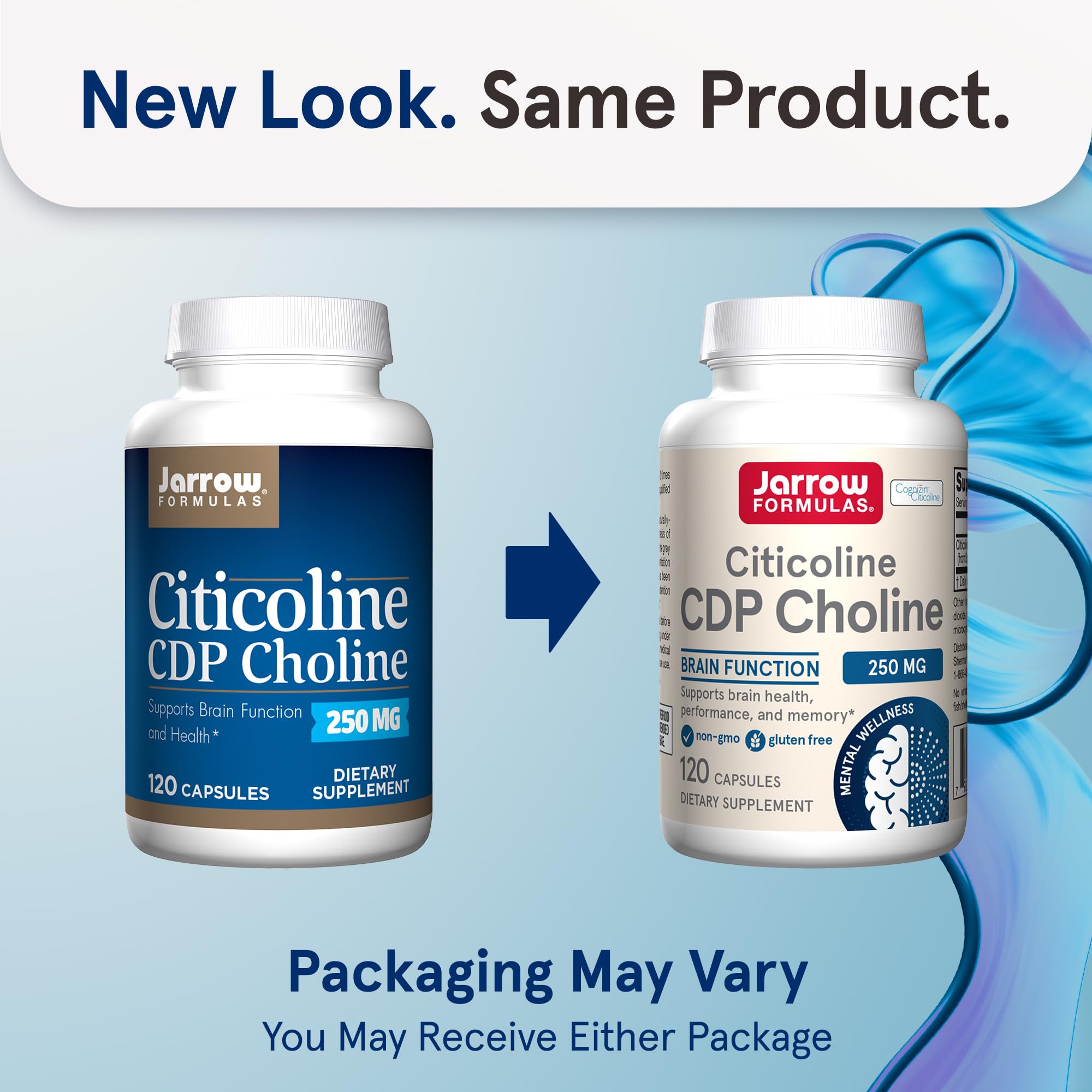 Jarrow Formulas Citicoline CDP 250 mg bottle back with dosage for daily cognitive support
