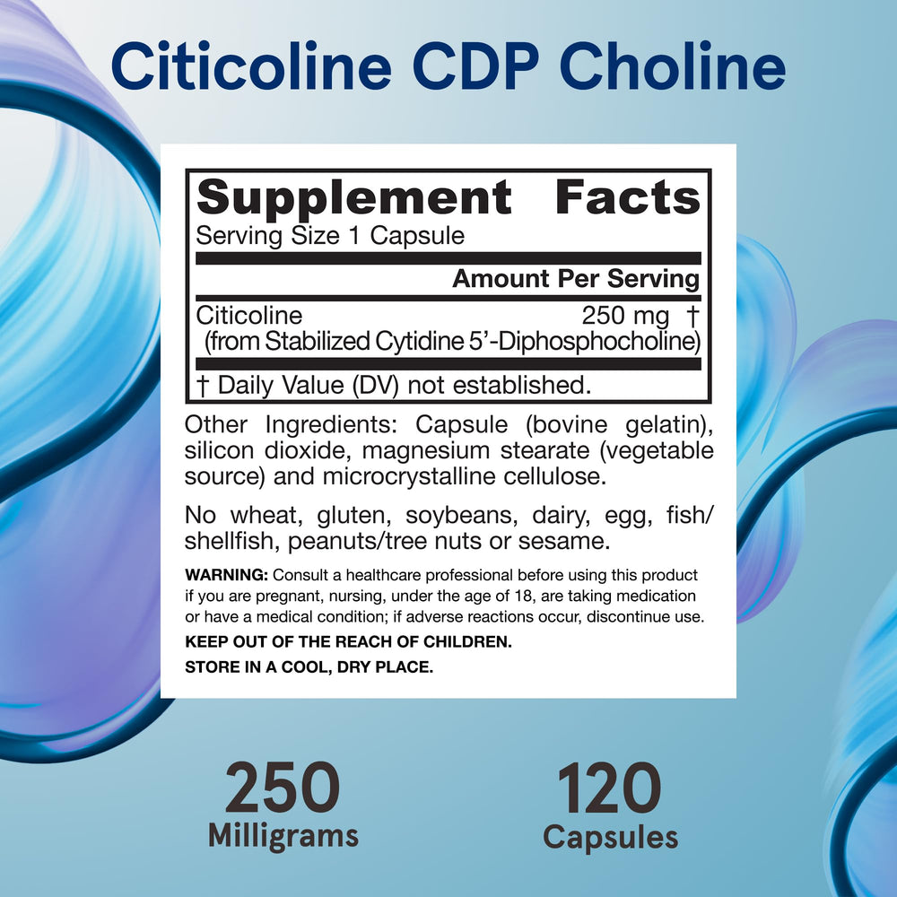 Jarrow bottle cap close-up on Citicoline CDP 250 mg for daily brain energy support