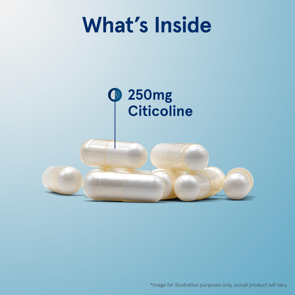 Capsules close-up of Jarrow Formulas Citicoline CDP 250 mg for focus and memory support