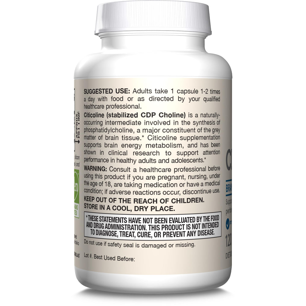 Jarrow Formulas Citicoline CDP 250 mg product box showing daily use for cognitive support