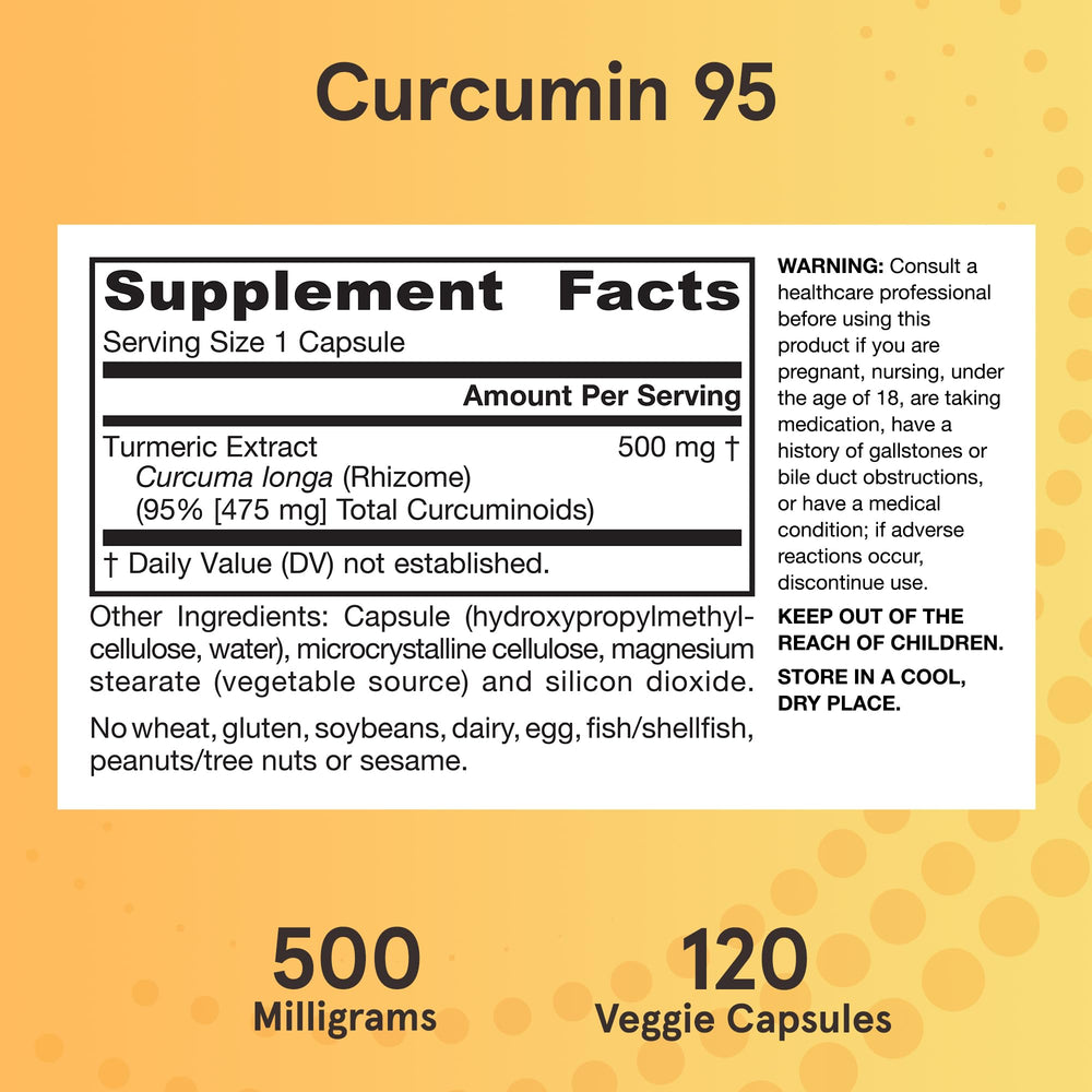 Jarrow Formulas Curcumin 95 non-GMO verified icon communicates purity.