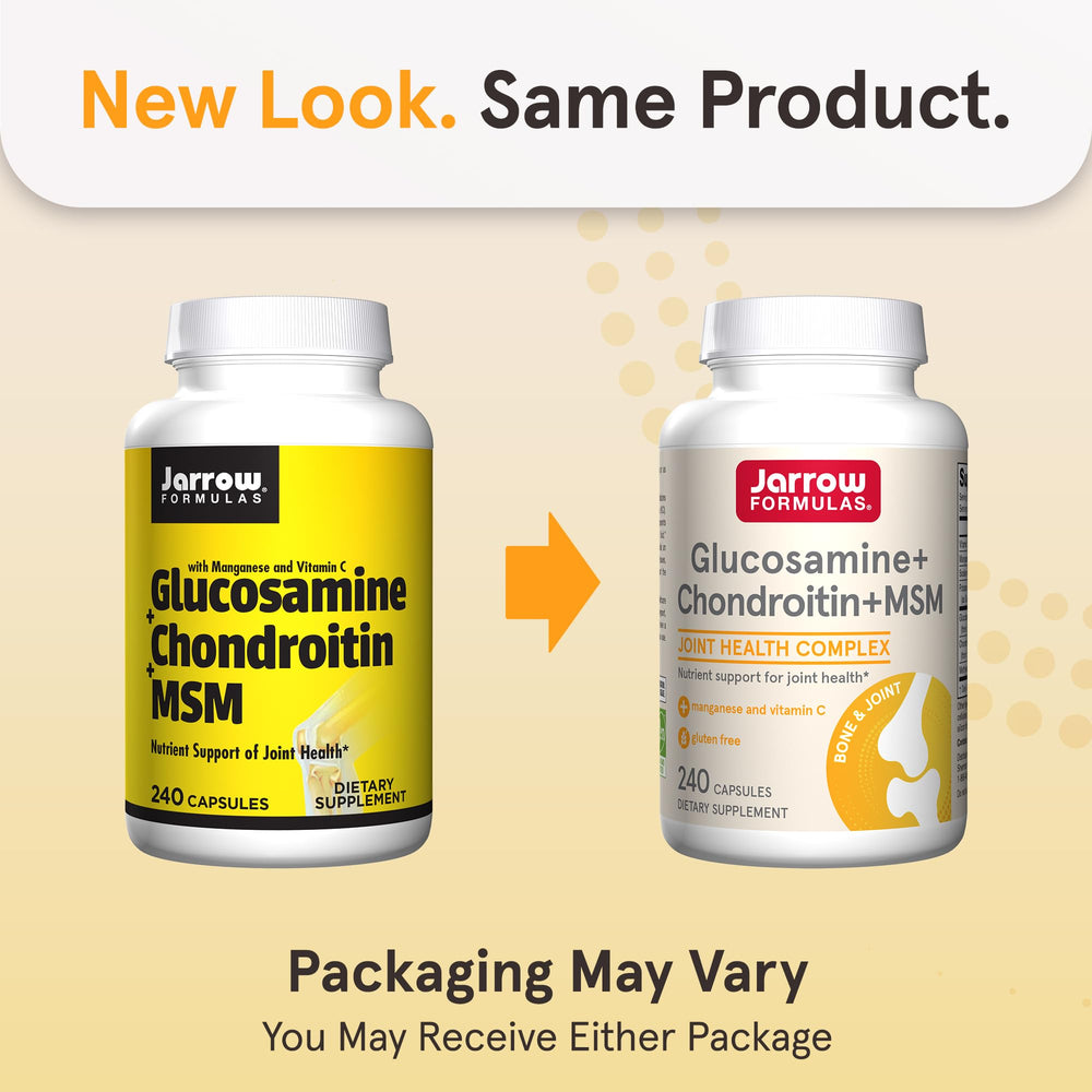 Jarrow Formulas glucosamine-chondroitin-msm capsules closeup highlighting joint health