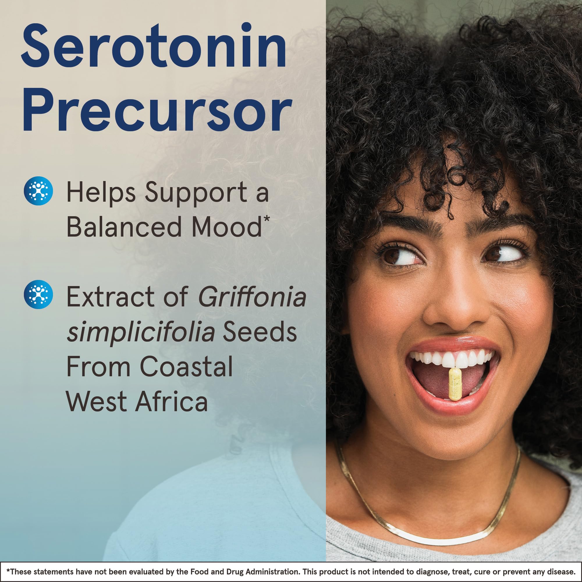 Jarrow Formulas Griffonia seeds closeup emphasizing plant-based origin